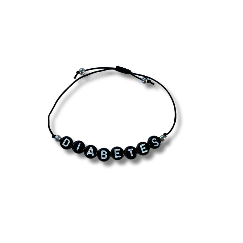 beaded bracelet 'diabetes' black