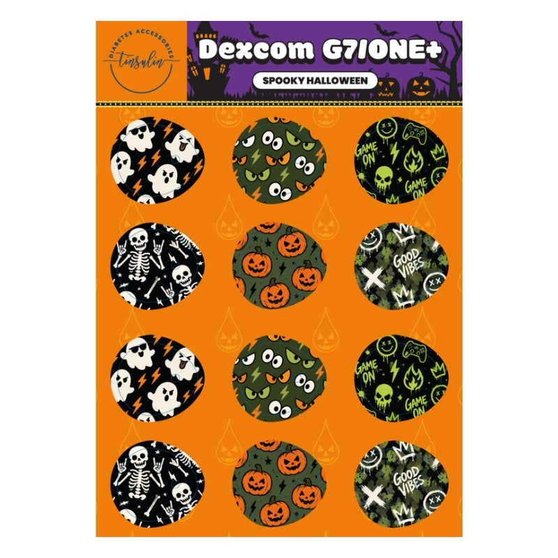 Stickervel Dexcom G7 / ONE+ Spooky Halloween met 12 sensorstickers