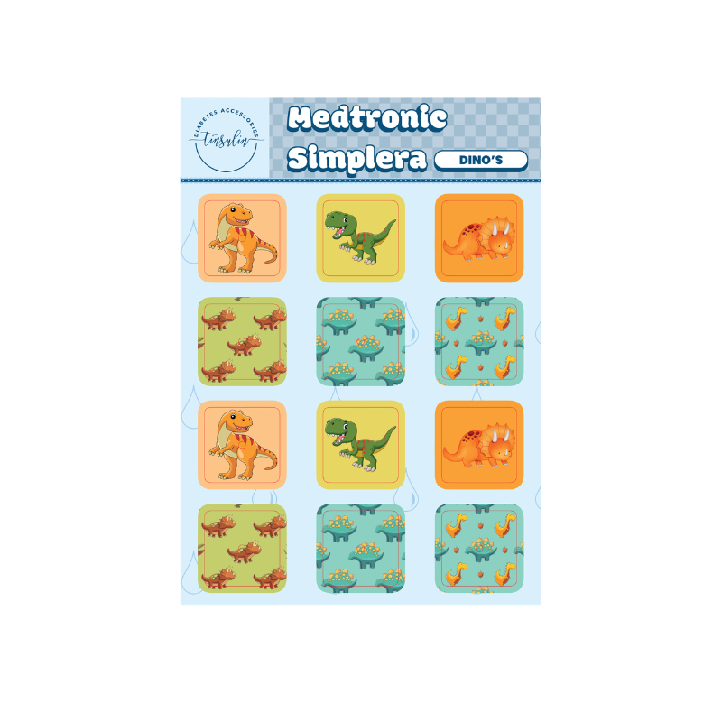 Sensor stickers Medtronic Simplera – Dinosaurs (12 stickers)