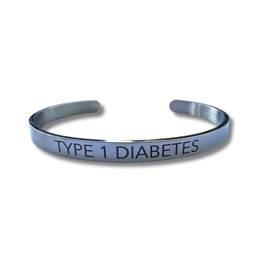 engraved bracelet 'type 1 diabetes' silver