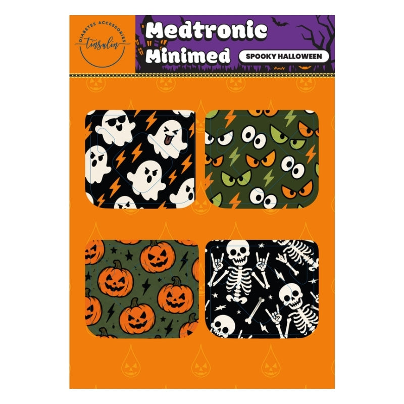 Stickervel Medtronic Minimed Spooky Halloween met 4 insulinepompstickers
