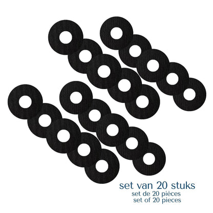 Set van 20 zwarte ringpleisters voor Dexcom G7 en Simplera