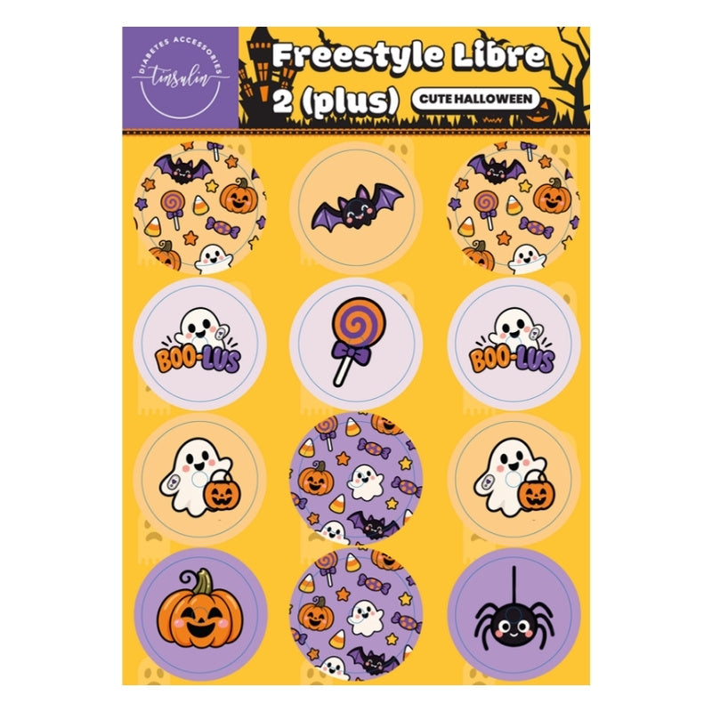 Stickervel Freestyle Libre 2 / 2 Plus Cute Halloween met 12 sensorstickers