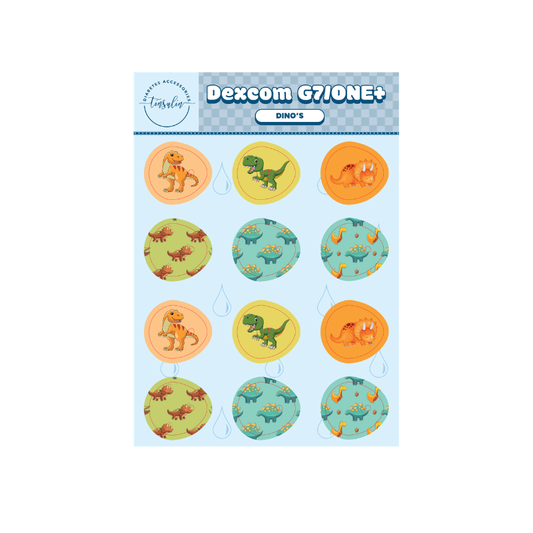 Sensor Stickers Dexcom G7 / ONE+ – Dinosaurs (12 stickers)