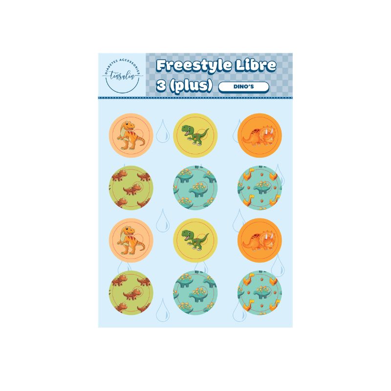 Sensor Stickers Freestyle Libre 3 / 3 Plus – Dinosaurs (12 stickers)