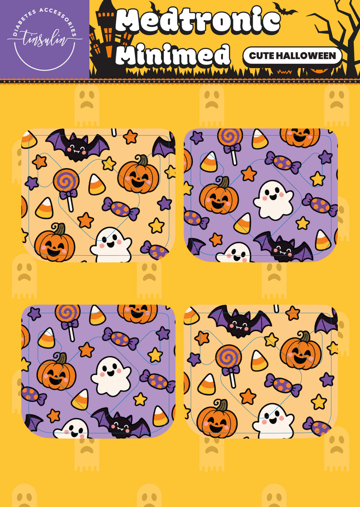 Medtronic MiniMed sensor stickers – Cute Halloween (4 stickers)