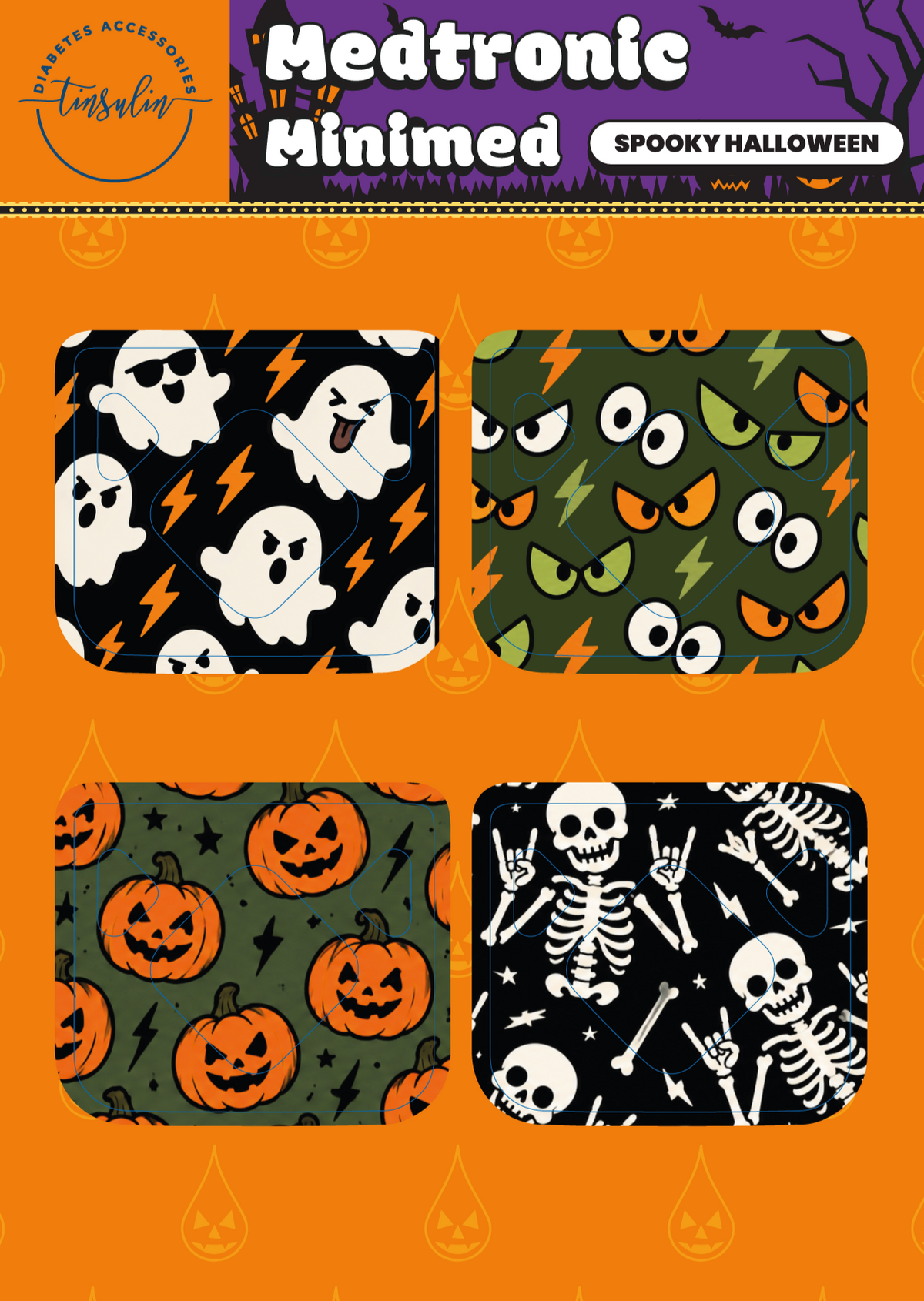 Medtronic Minimed sensor stickers – Spooky Halloween (4 stickers)