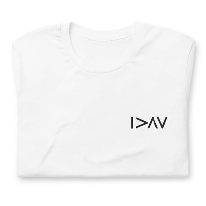 white unisex t-shirt 'I am greater than my highs and lows'