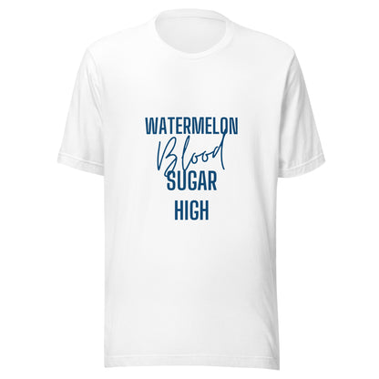 white unisex t-shirt 'watermelon blood sugar high'