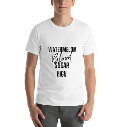 white unisex t-shirt 'watermelon blood sugar high'