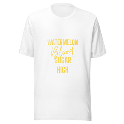 white unisex t-shirt 'watermelon blood sugar high'