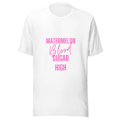 white unisex t-shirt 'watermelon blood sugar high'