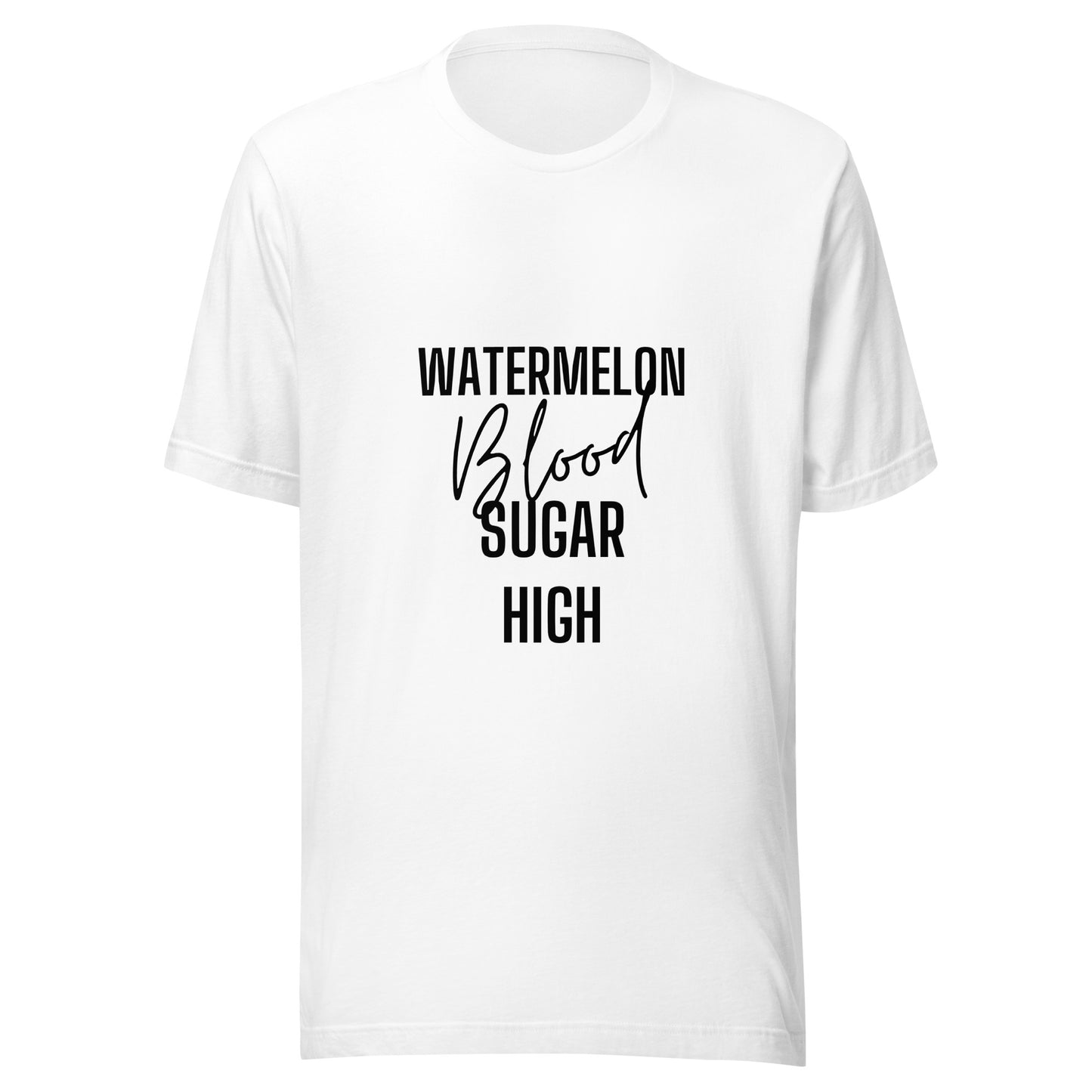 white unisex t-shirt 'watermelon blood sugar high'