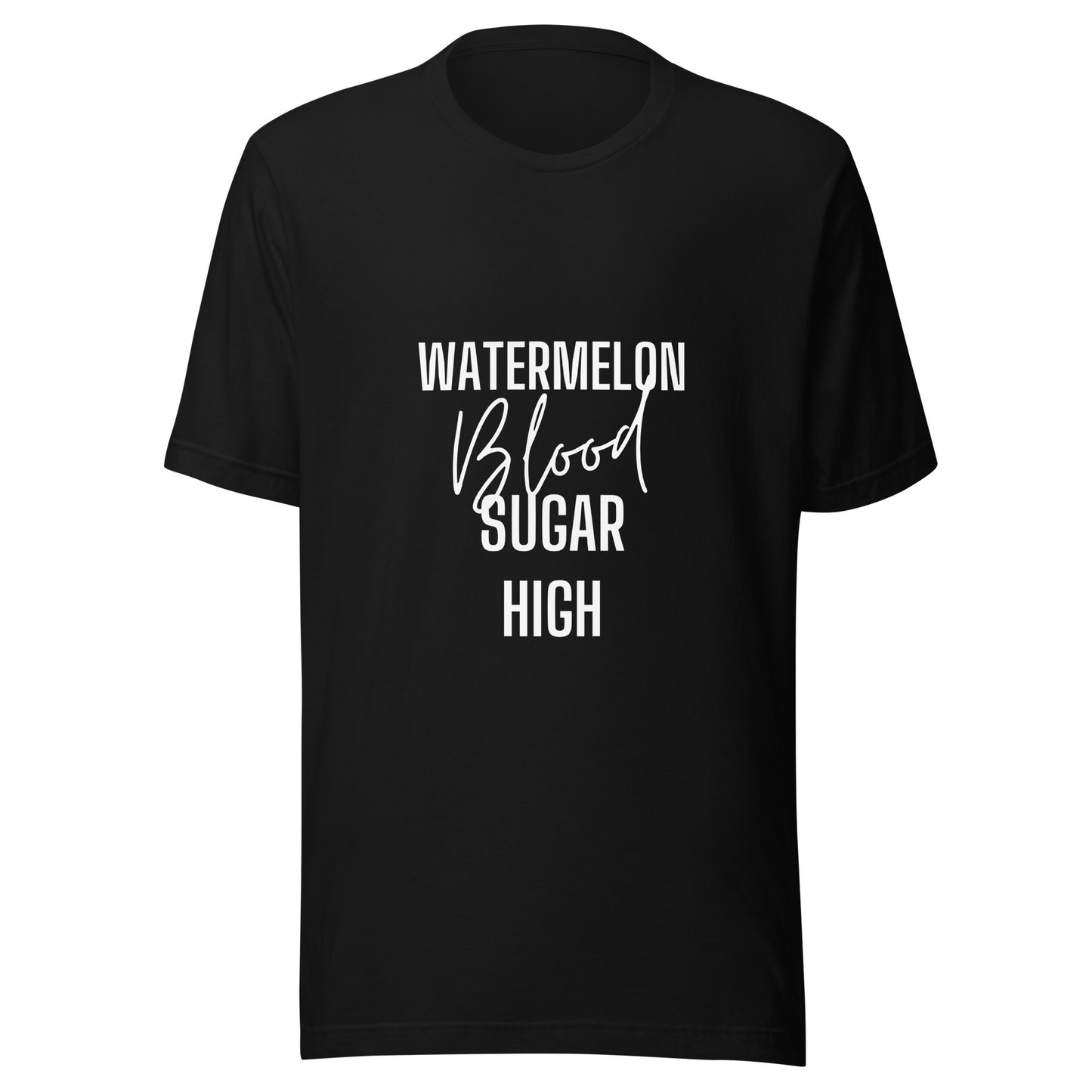black unisex t-shirt 'watermelon blood sugar high'