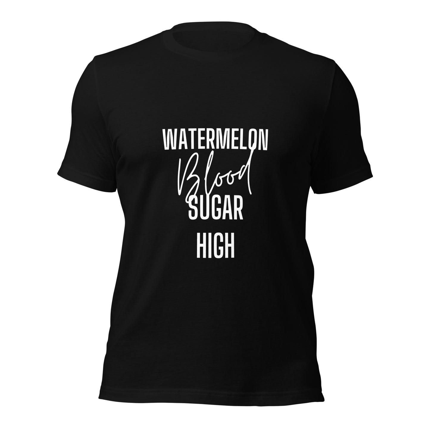 black unisex t-shirt 'watermelon blood sugar high'