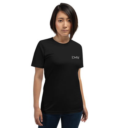 black unisex t-shirt 'I am greater than my highs and lows'