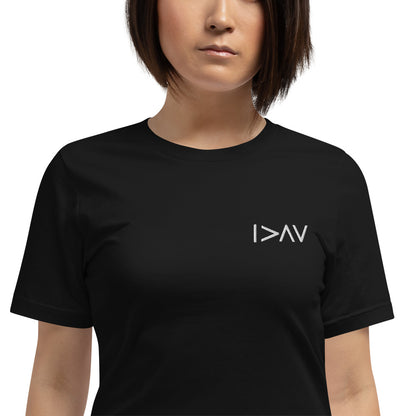 black unisex t-shirt 'I am greater than my highs and lows'